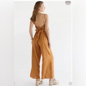 Francesca's Collections Tie Back Mustard Yellow Jumpsuit